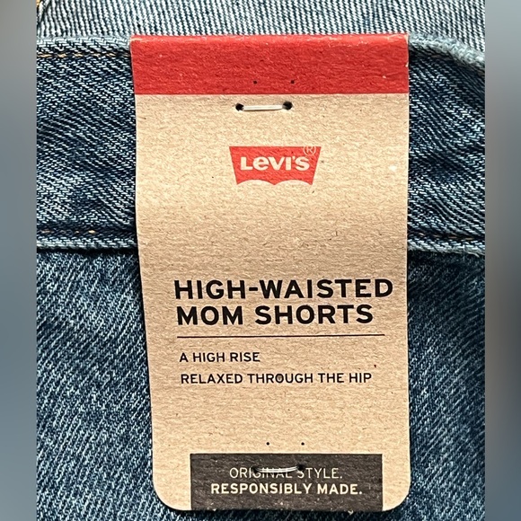 Levi's Women's Blue Denim High Waisted Mom Shorts - Picture 6 of 12